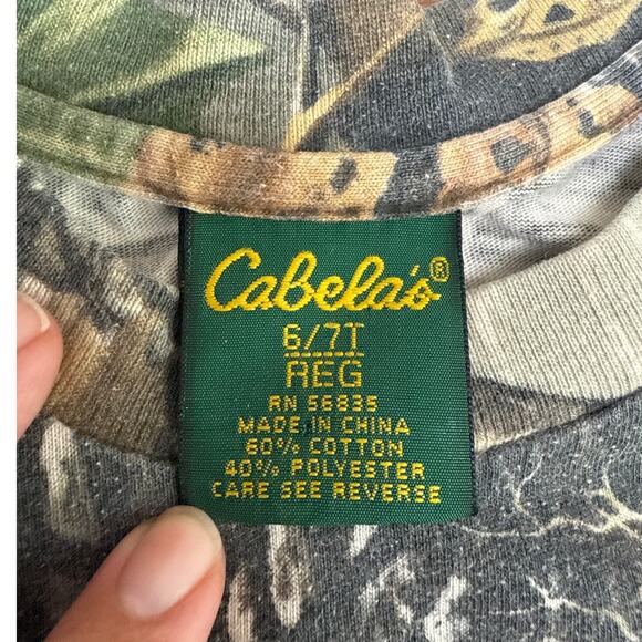Vintage Cabela's Seclusion 3D Hunting Camouflage Long Sleeve T-Shirt Kids 6 / 7T - Picture 6 of 8